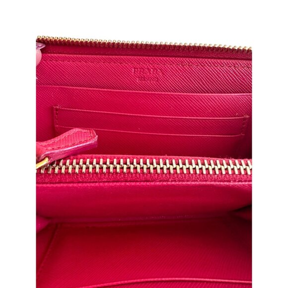 PRADA Peonia Saffiano Logo Long Zip Clutch Wallet - Picture 6 of 9